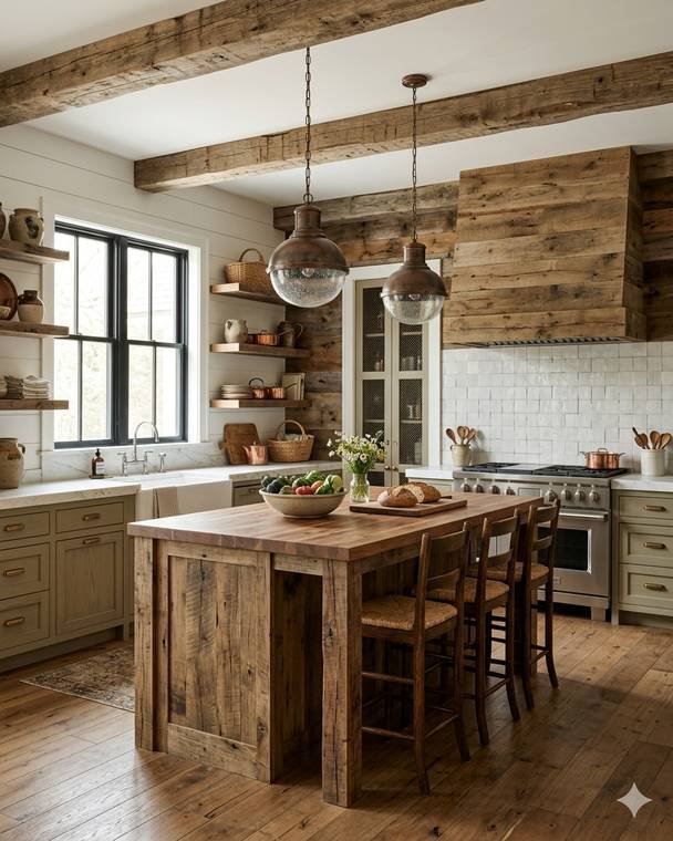 Rustic farmhouse style kitchen design study