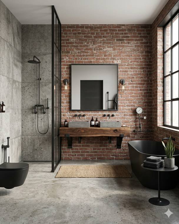 Industrial style bathroom design study