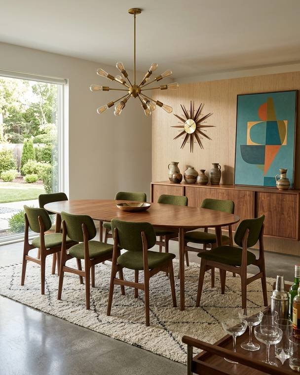 Mid-century modern style dining room design study